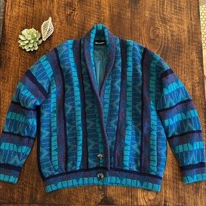 Bill Baber Scotland | Vintage 100% Pure New Wool Colorful Teal 2-Button Jacket